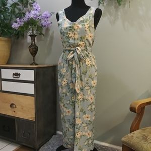 American Eagle XS Light Blue Floral Jumpsuit NWT